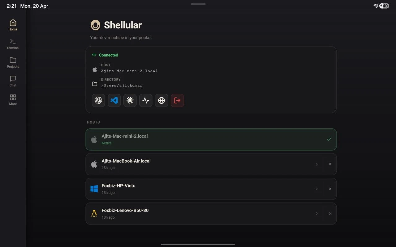 Shellular - Remote Dev Tools screenshot